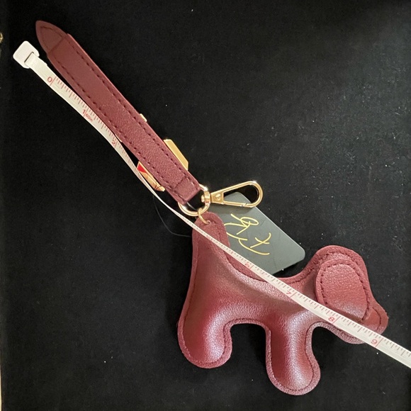 FB Leather Dog Bag Charm or Keychain - Burgundy, NWT - Picture 3 of 5